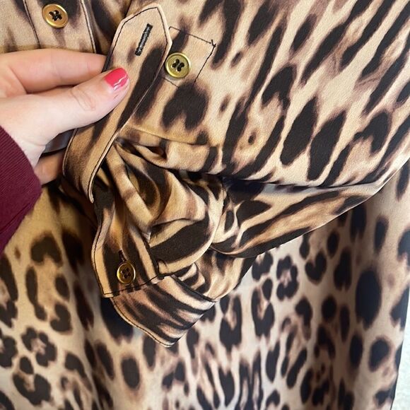 The Limited- Button Front Short Sheath Leopard Cheetah Dress, Size Large - Picture 5 of 7